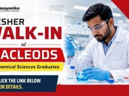 Macleods Fresher Walk-In for Chemistry Jobs for B.Sc and M.Sc Chemistry candidates