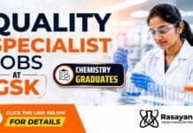 Quality Specialist Jobs at GSK Careers in Nashik for eligible candidates, including chemistry graduates with relevant experience.