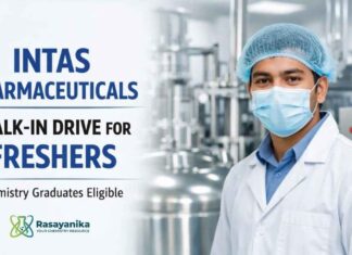Freshers Walk-In Drive at Intas | Chemistry Graduates Eligible Intas Freshers Jobs: Walk-In Drive in Vadodara 2026