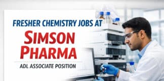 Fresher Chemistry Jobs at SimSon Pharma