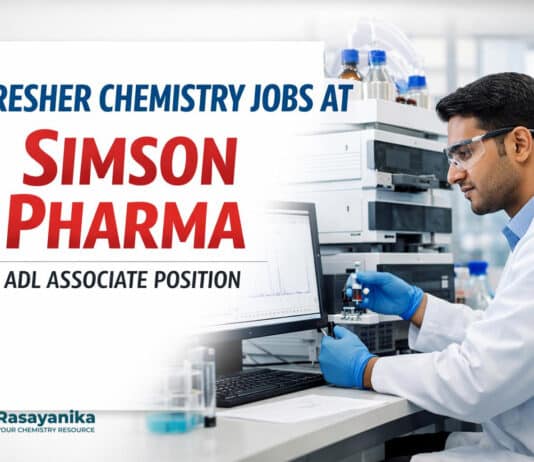 Fresher Chemistry Jobs at SimSon Pharma