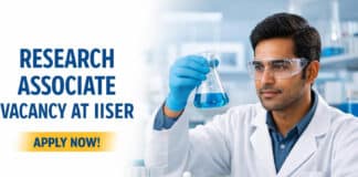 Research Associate Vacancy at IISER