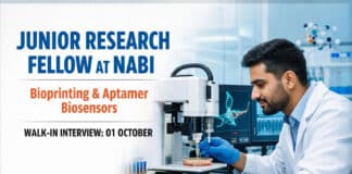 Junior Research Fellow at NABI | Bioprinting / Aptamer Biosensor Chemistry | Walk-in 01 Oct | Earn Rs 37,000/- + HRA