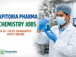 Freshers Job at Apitoria Pharma | B.Sc/ M.Sc Chemistry Graduates | Apply Online