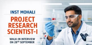 Project Research Scientist-I at INST Mohali | ICMR Peptide Hydrogel Muscle / Sarcopenia | Walk-in 28 Sep | Earn Rs 56,000/- + HRA