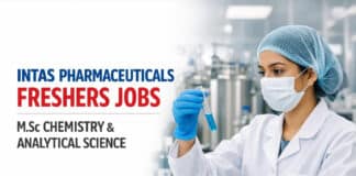 Freshers Job at Intas Pharmaceuticals | Msc Organic Chemistry & Analytical Chemistry Graduates | Apply Online