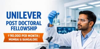 Unilever Post Doctoral Fellowship 2026 (R&D) Mumbai/Bangalore | ₹90k/mo | Apply by 28 Sep