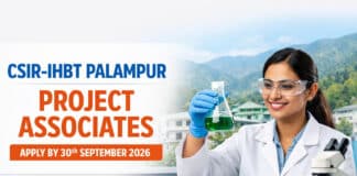 CSIR-IHBT Palampur Project Associate-I/II Advt 15/2026 | Official PDF | Apply by 30 Sep 2026