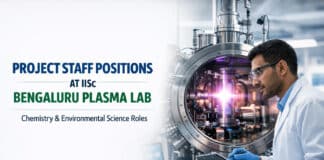 Project Staff at IISc Bengaluru Plasma Lab CST | Chem / Env