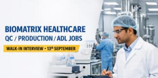 QC / Prod / ADL / FND Walk-in at BioMatrix Ahmedabad | 13 Sep