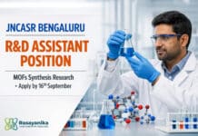 Chemistry R&D Assistant at JNCASR Bengaluru | MOFs Synthesis | Apply by 16 Sep | Earn Rs 25,000/- + 24%