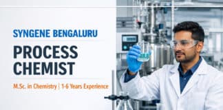 Process Chemist at Syngene Bengaluru | M.Sc. 1-6 yrs