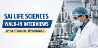 Walk-in at Sai Life Sciences for multiple Jobs in Hyderabad