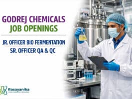 Godrej Chemicals Valia Jr Officer Bio Fermentation 2–3 | Sr Officer QA&QC 3–5