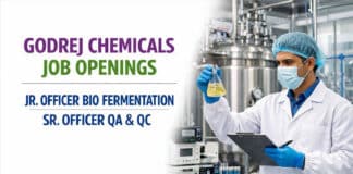 Godrej Chemicals Valia Jr Officer Bio Fermentation 2–3 | Sr Officer QA&QC 3–5