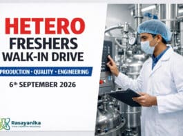 Hetero Hyderabad Freshers Walk-In Production / Quality / Engineering / SMT API | Sun 6 Sep