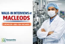 Freshers Walk-In at Macleods | Chemistry Jobs