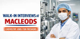 Freshers Walk-In at Macleods | Chemistry Jobs
