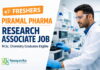 Freshers Job at Piramal Pharma | Research Associate Role | Msc Chemistry Graduates Eligible