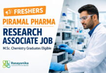 Freshers Job at Piramal Pharma | Research Associate Role | Msc Chemistry Graduates Eligible