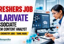 Freshers Job Opportunity at Clarivate | Chemistry Analyst Role in Chennai Freshers Jobs at Clarivate | Chemistry Analyst Position in Chennai