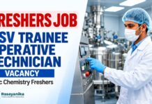 USV Freshers Jobs | Trainee Operative Technician Vacancy USV Trainee Operative Technician Vacancy – Chiplun, Maharashtra (B.Sc Chemistry, Freshers)