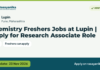 Chemistry Freshers Jobs at Lupin | Apply for Research Associate Role, last date 23 Nov 2026