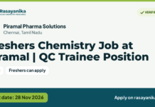 Freshers Chemistry Job at Piramal | QC Trainee Position – Piramal Pharma Solutions, last date 28 Nov 2026