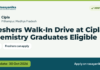 Freshers Walk-In Drive at Cipla | Chemistry Graduates Eligible, last date 30 Oct 2026