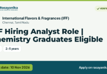 IFF Hiring Analyst Role  | Chemistry Graduates Eligible – International Flavors & Fragrances (IFF), last date 10 Nov 2026