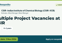 Multiple Project Vacancies at CSIR – CSIR-Indian Institute of Chemical Biology (CSIR-IICB), last date 3 Nov 2026
