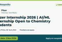 Pfizer Internship 2026 | AI/ML Internship Open to Chemistry Students, last date 2 Nov 2026