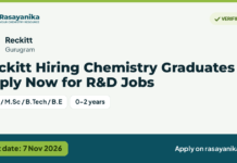 Reckitt Hiring Chemistry Graduates | Apply Now for R&D Jobs, last date 7 Nov 2026