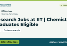 Research Jobs at IIT | Chemistry Graduates Eligible – IIT Madras, last date 5 Nov 2026