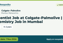 Scientist Job at Colgate-Palmolive | chemistry Job in Mumbai, last date 7 Nov 2026