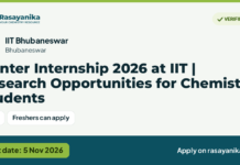Winter Internship 2026 at IIT | Research Opportunities for Chemistry Students – IIT Bhubaneswar, last date 5 Nov 2026